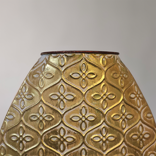 Aurum Bloom – Vintage Gold Embossed Metal Vase