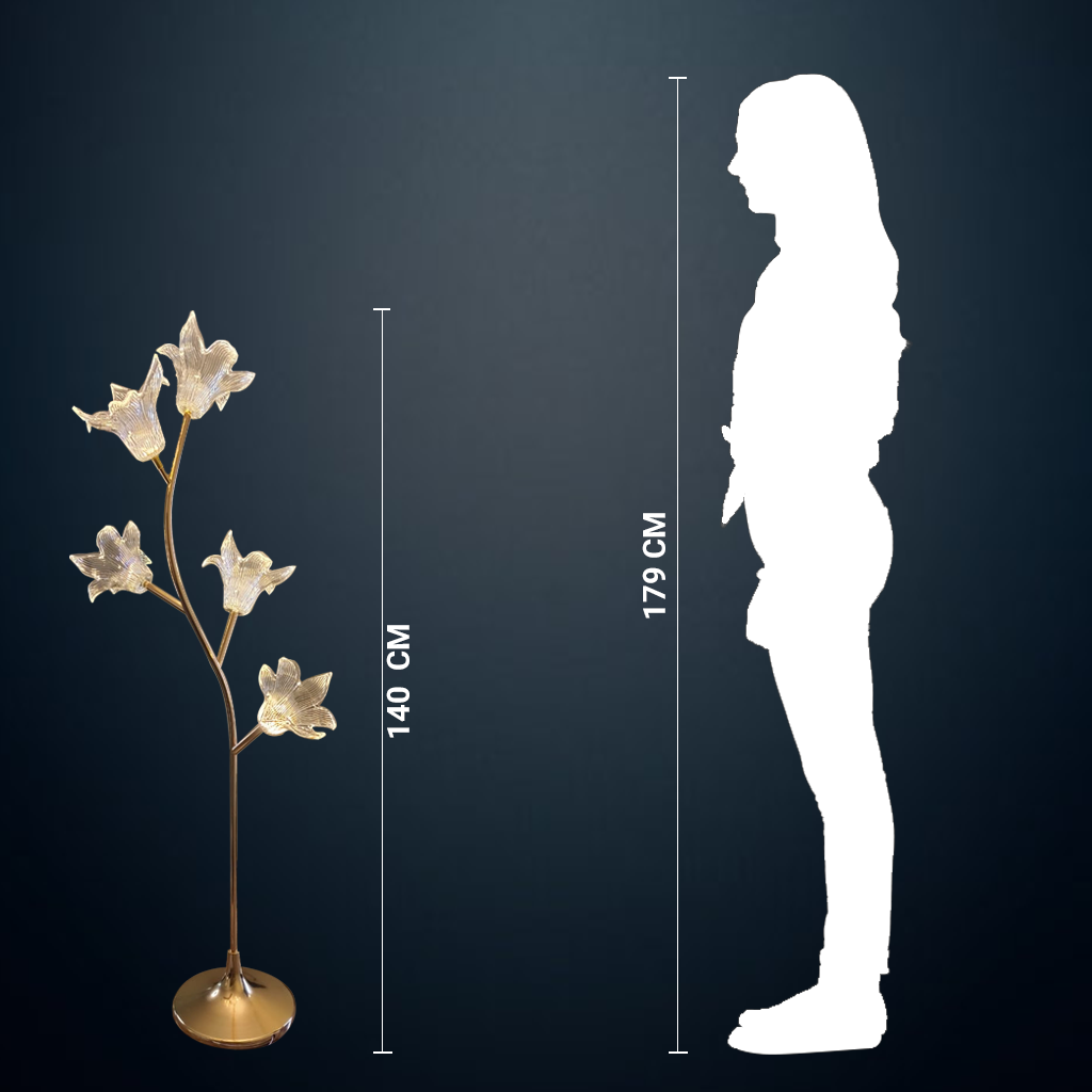 Glass Lume Lily (Gold, Built-In LED) Floor Lamp