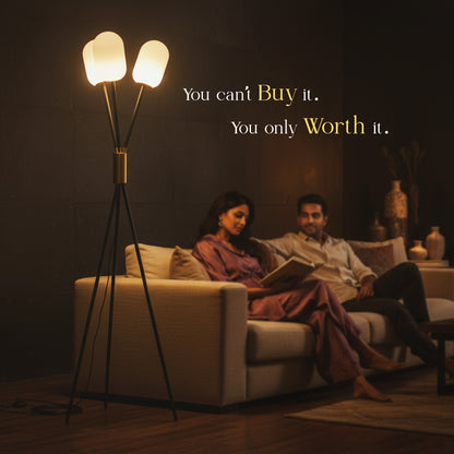 Noir Ember Glass Tripod Floor lamp