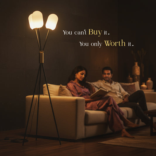 Noir Ember Glass Tripod Floor lamp