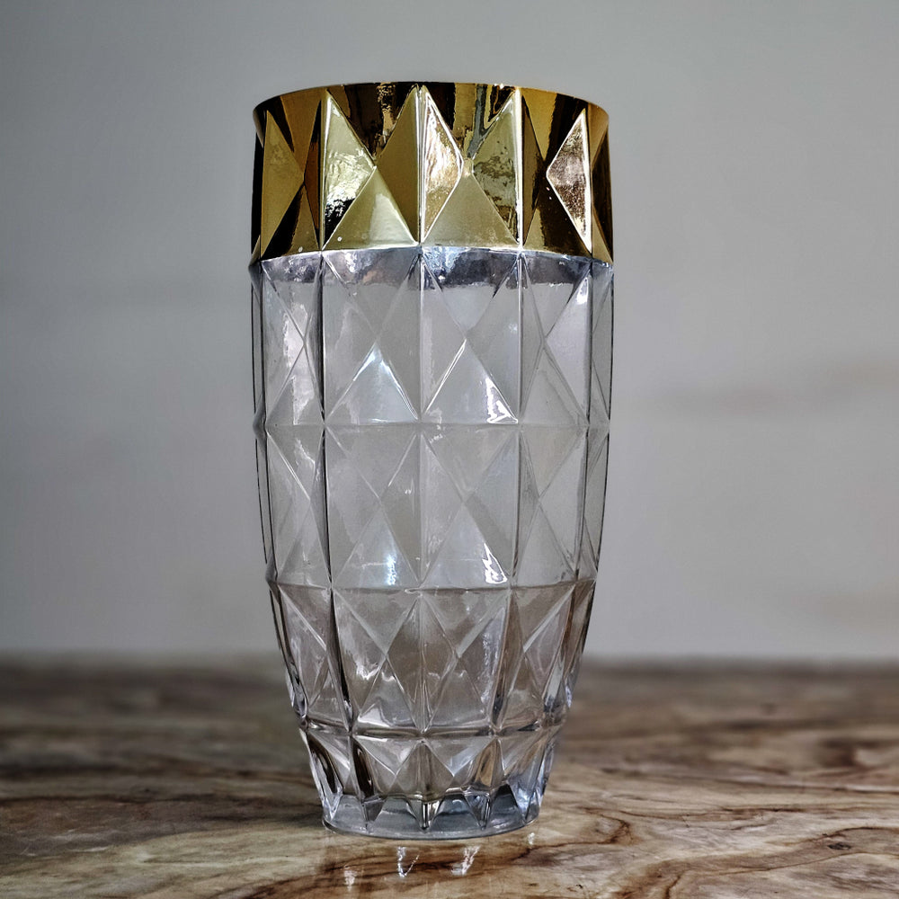 Crystal Crest White (Small Size)– Diamond-Cut Glass Vase