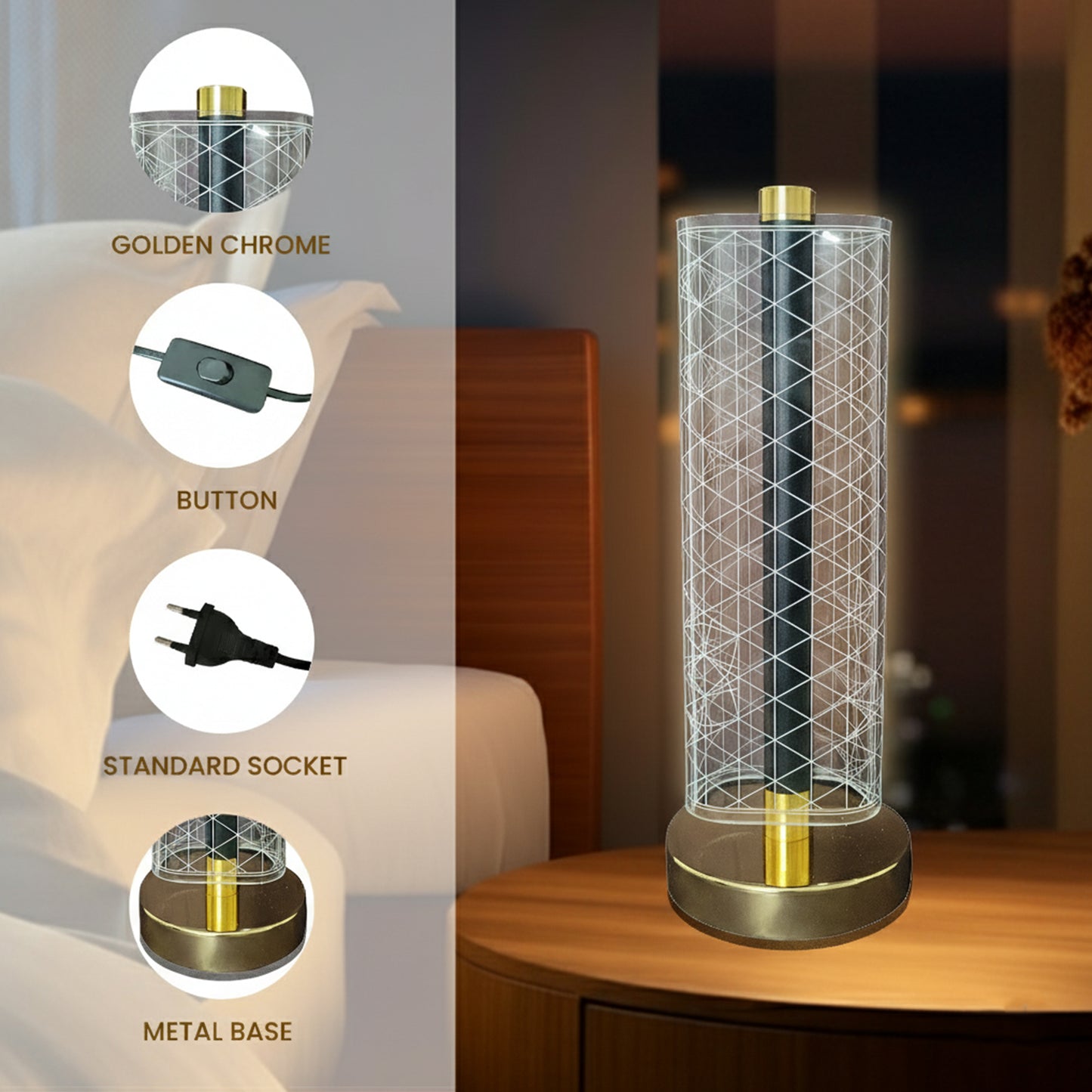 Crystal Grid Table Lamp