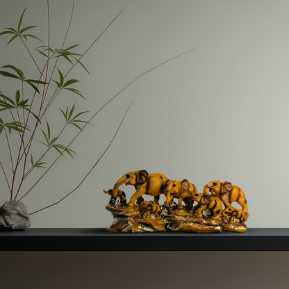 Elephant Family Harmony – Resin Table Decor Showpiece