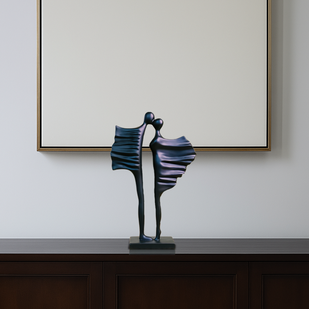 Timeless Bond (Black) Abstract Couple Sculpture