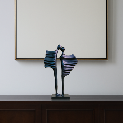 Timeless Bond (Black) Abstract Couple Sculpture