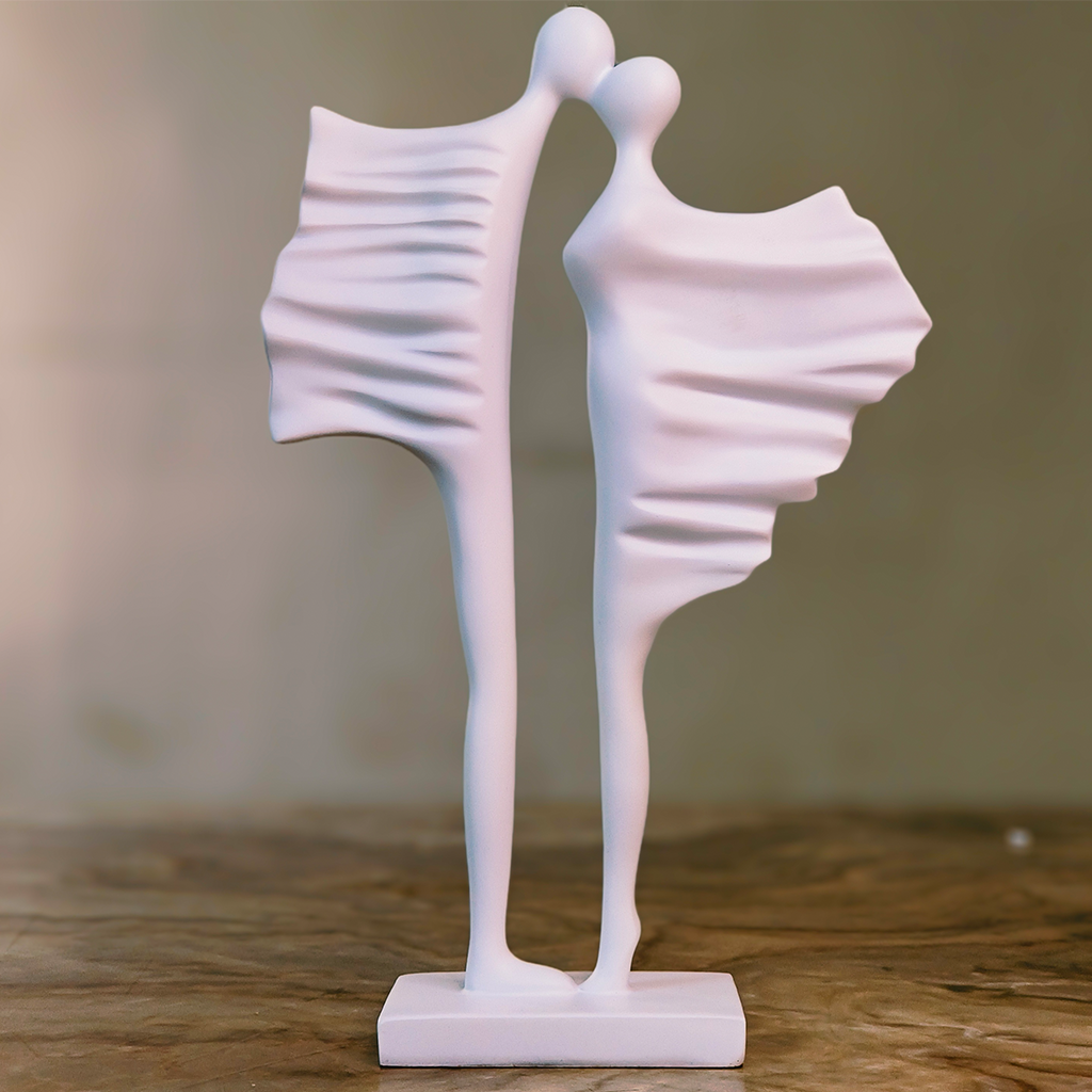 Timeless Bond (White) Abstract Couple Sculpture