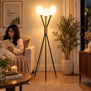 Noir Ember Glass Tripod Floor lamp