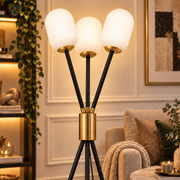 Noir Ember Glass Tripod Floor lamp