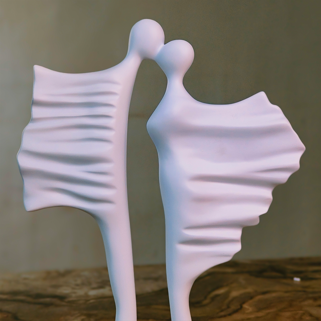 Timeless Bond (White) Abstract Couple Sculpture