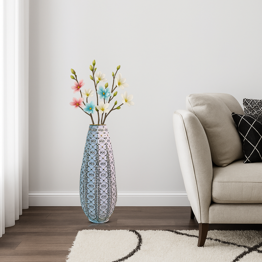 Blossom Lace Tall Metal Floor Vase