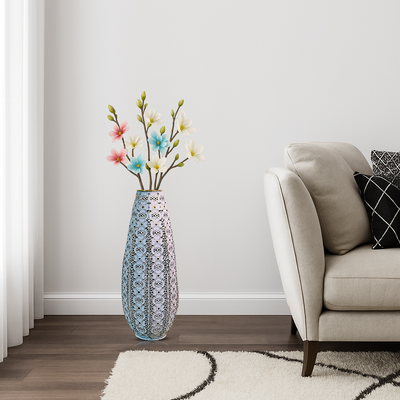 Blossom Lace Tall Metal Floor Vase