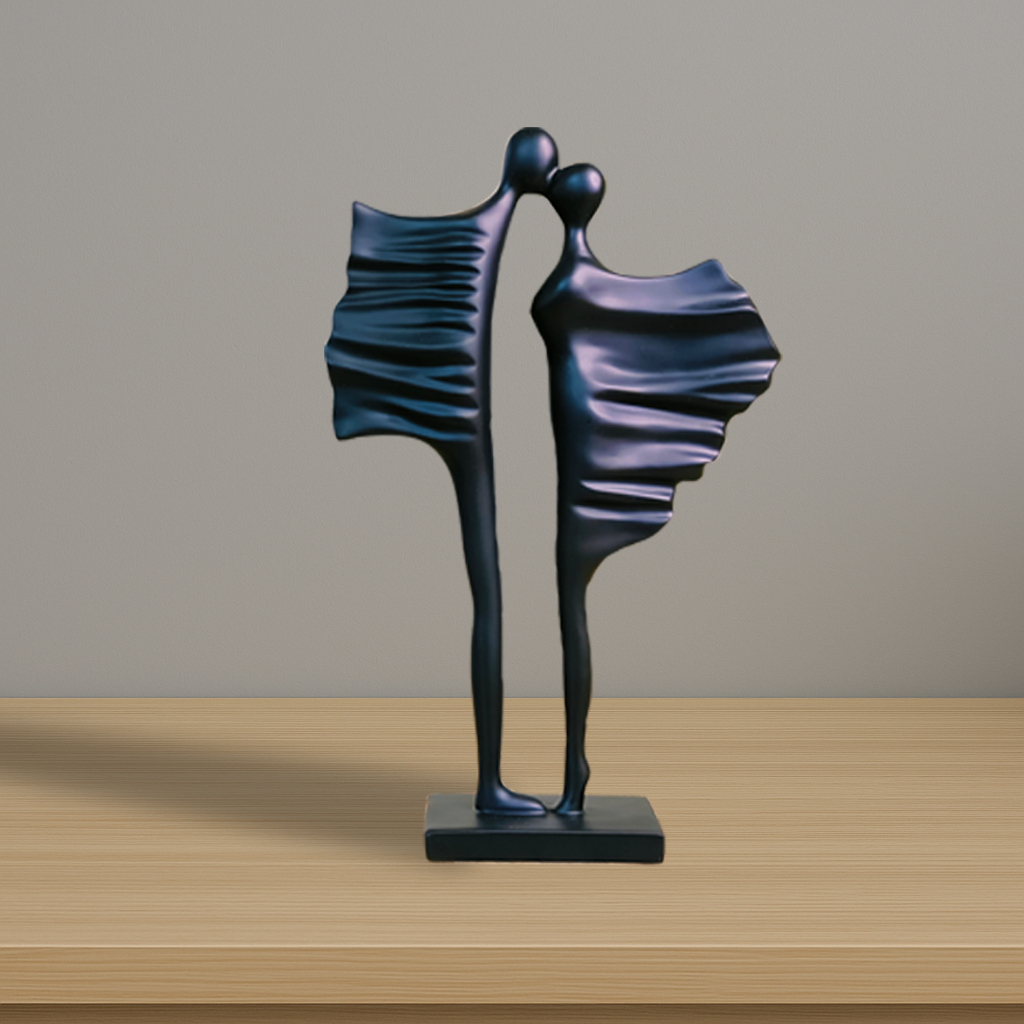 Timeless Bond (Black) Abstract Couple Sculpture