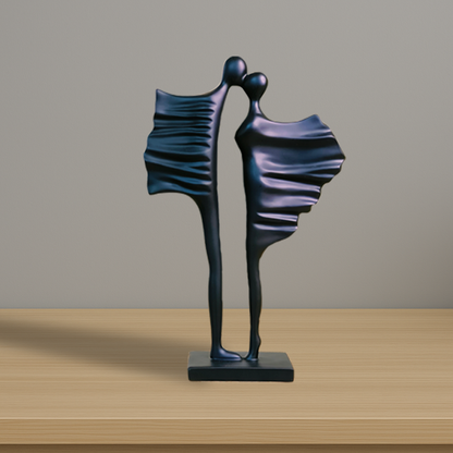 Timeless Bond (Black) Abstract Couple Sculpture
