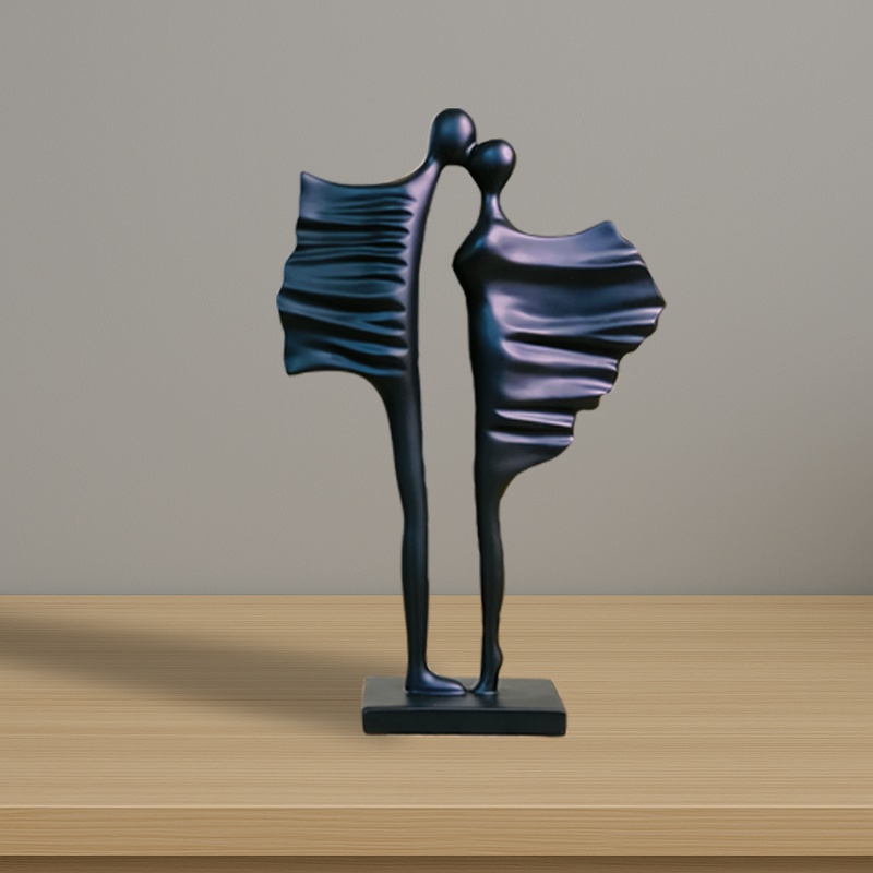 Timeless Bond (Black) Abstract Couple Sculpture