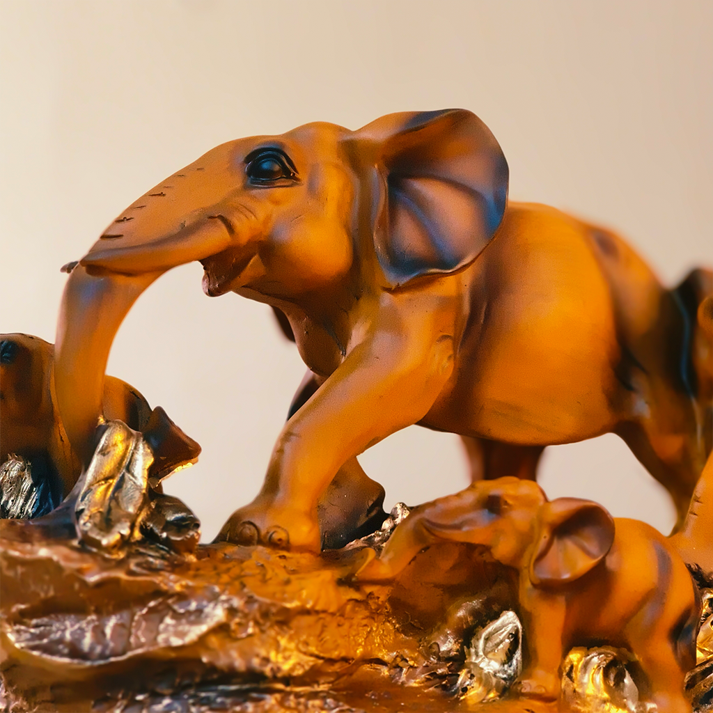 Elephant Family Harmony – Resin Table Decor Showpiece