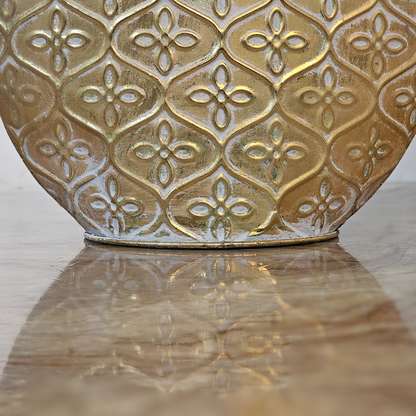 Aurum Bloom – Vintage Gold Embossed Metal Vase