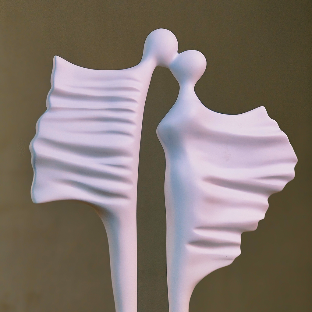Timeless Bond (White) Abstract Couple Sculpture