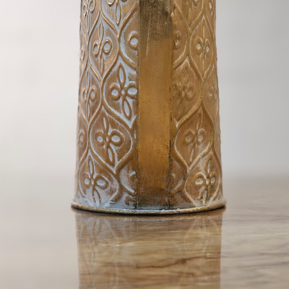 Aurum Bloom – Vintage Gold Embossed Metal Vase