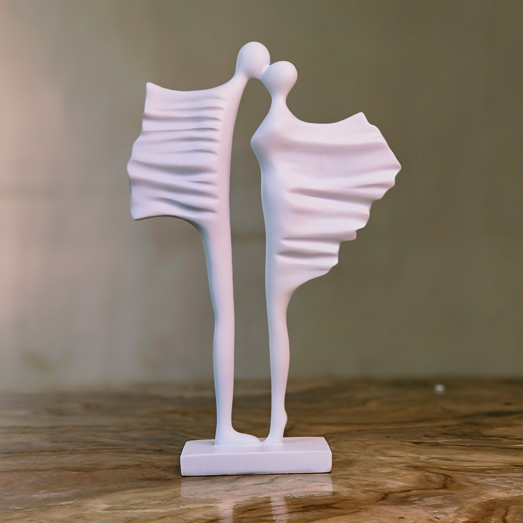 Timeless Bond (White) Abstract Couple Sculpture