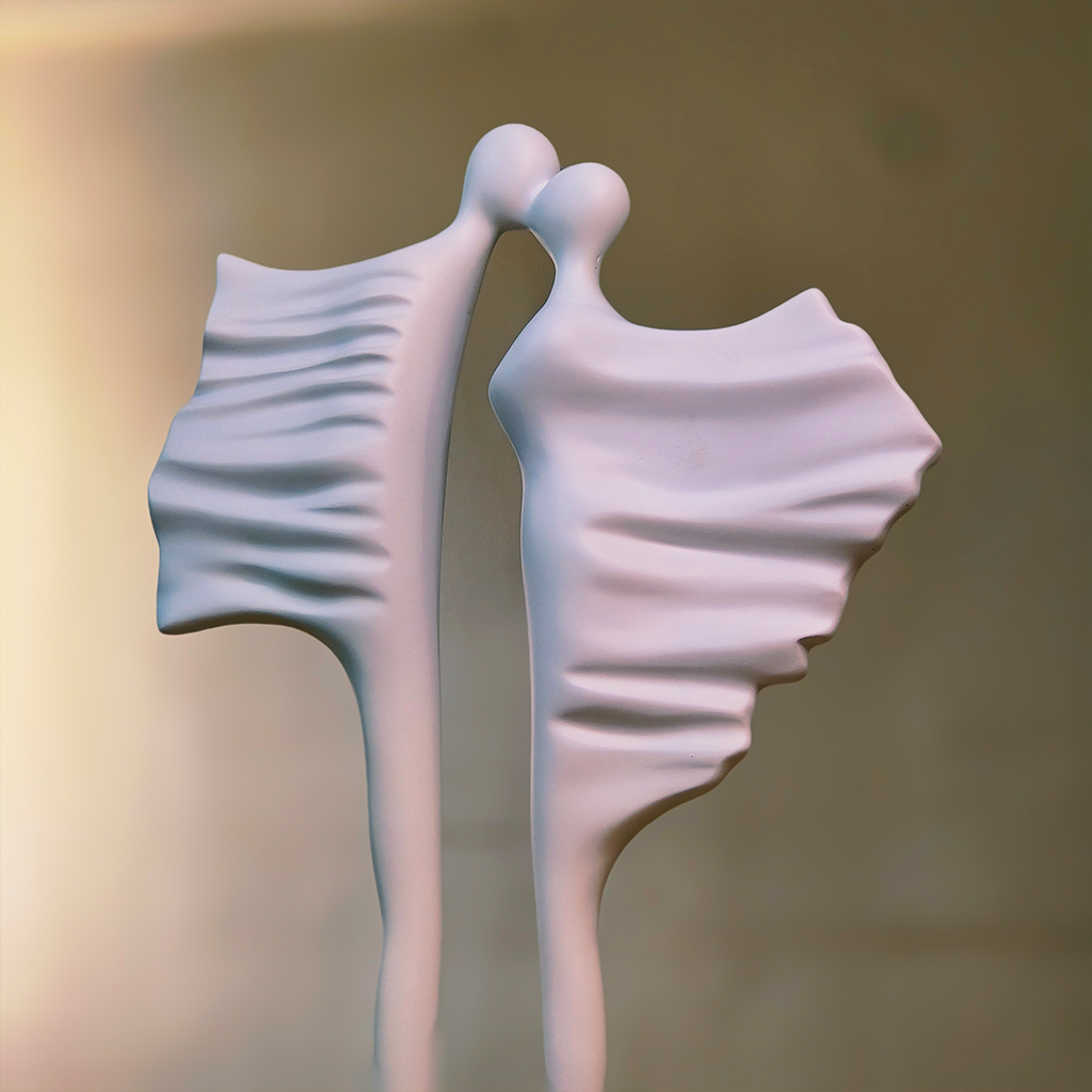 Timeless Bond (White) Abstract Couple Sculpture