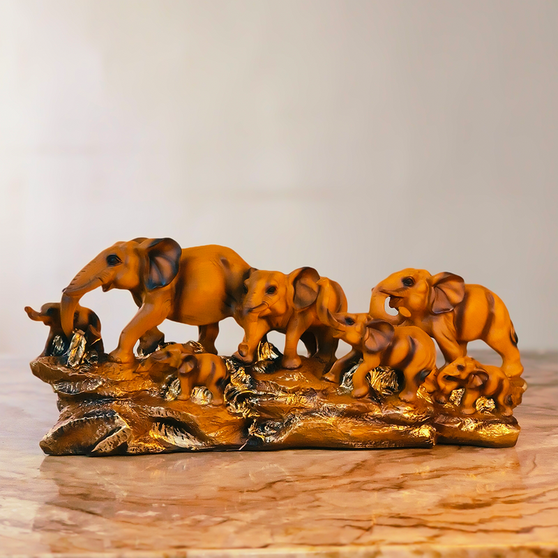 Elephant Family Harmony – Resin Table Decor Showpiece