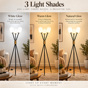 Noir Ember Glass Tripod Floor lamp