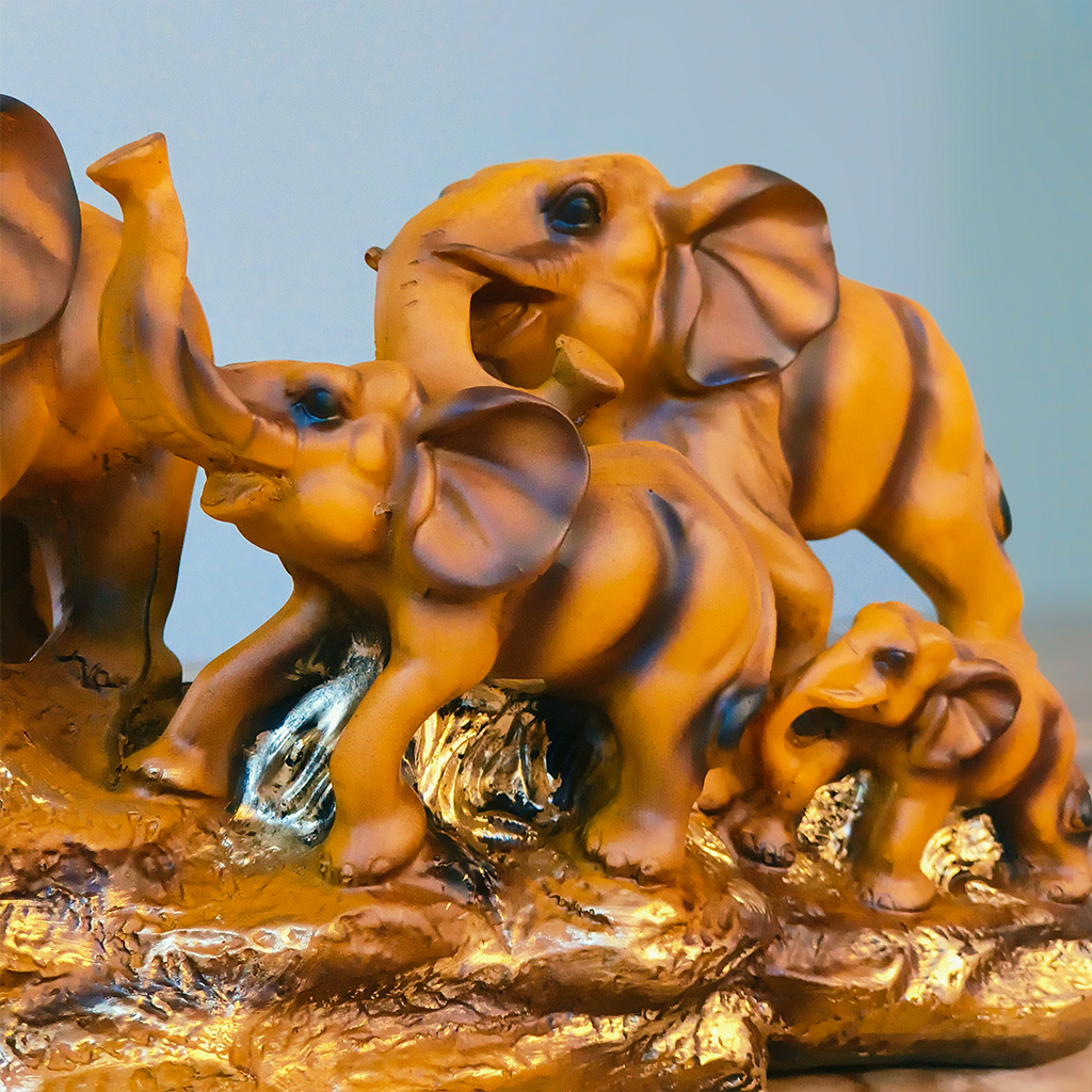 Elephant Family Harmony – Resin Table Decor Showpiece
