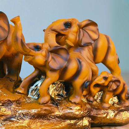 Elephant Family Harmony – Resin Table Decor Showpiece