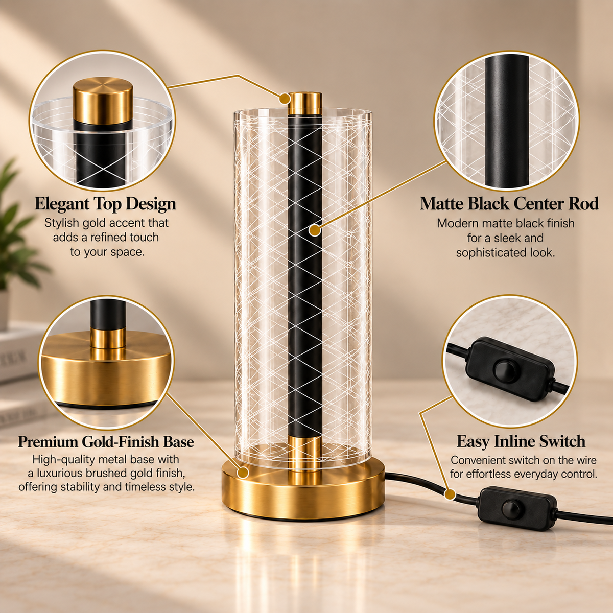 Crystal Grid Table Lamp