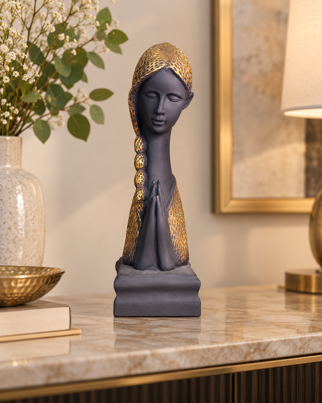 Grace in Silence – Praying / Welcome Woman Sculpture