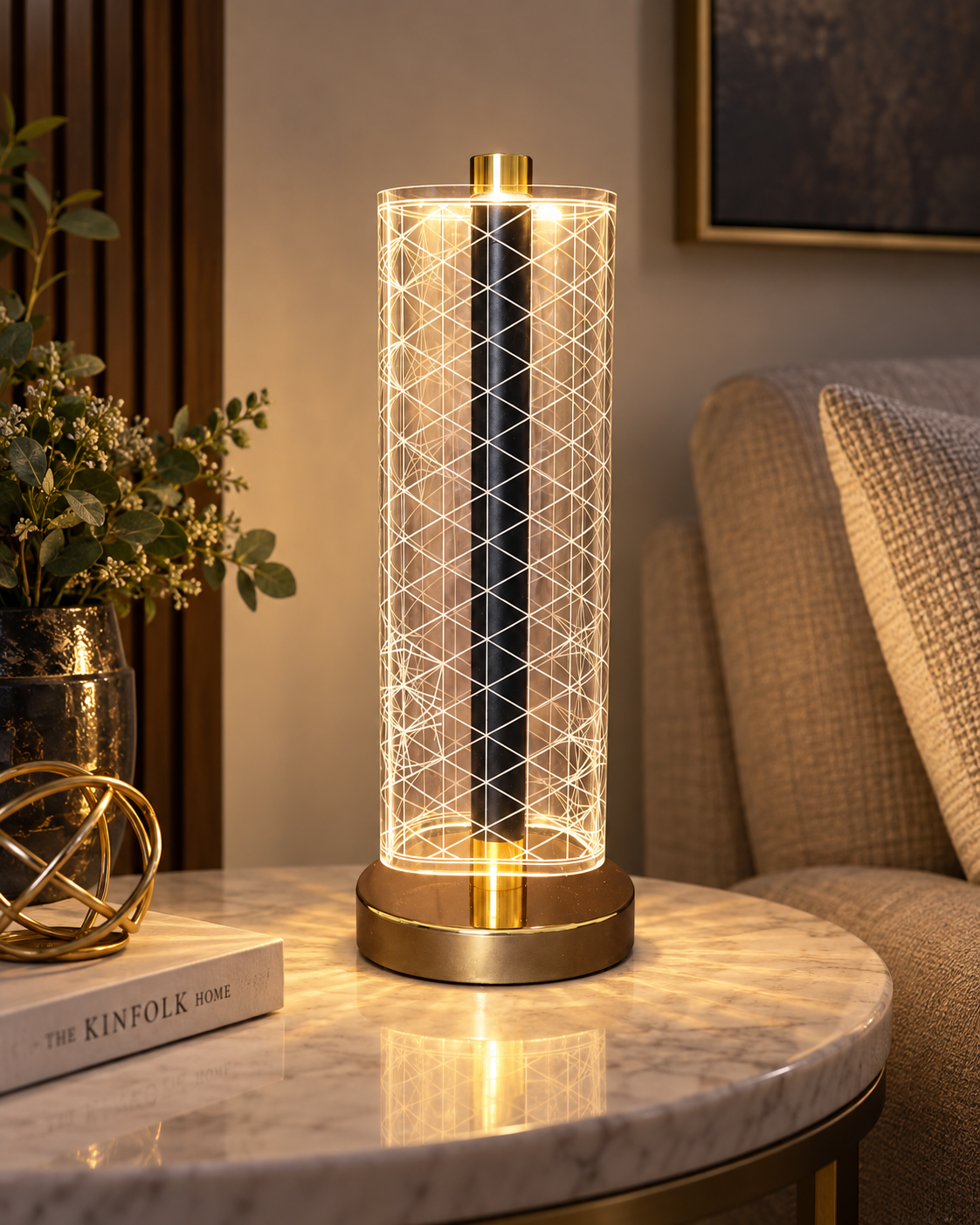 Crystal Grid Table Lamp