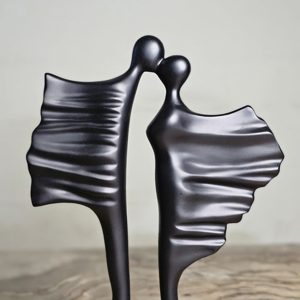 Timeless Bond (Black) Abstract Couple Sculpture