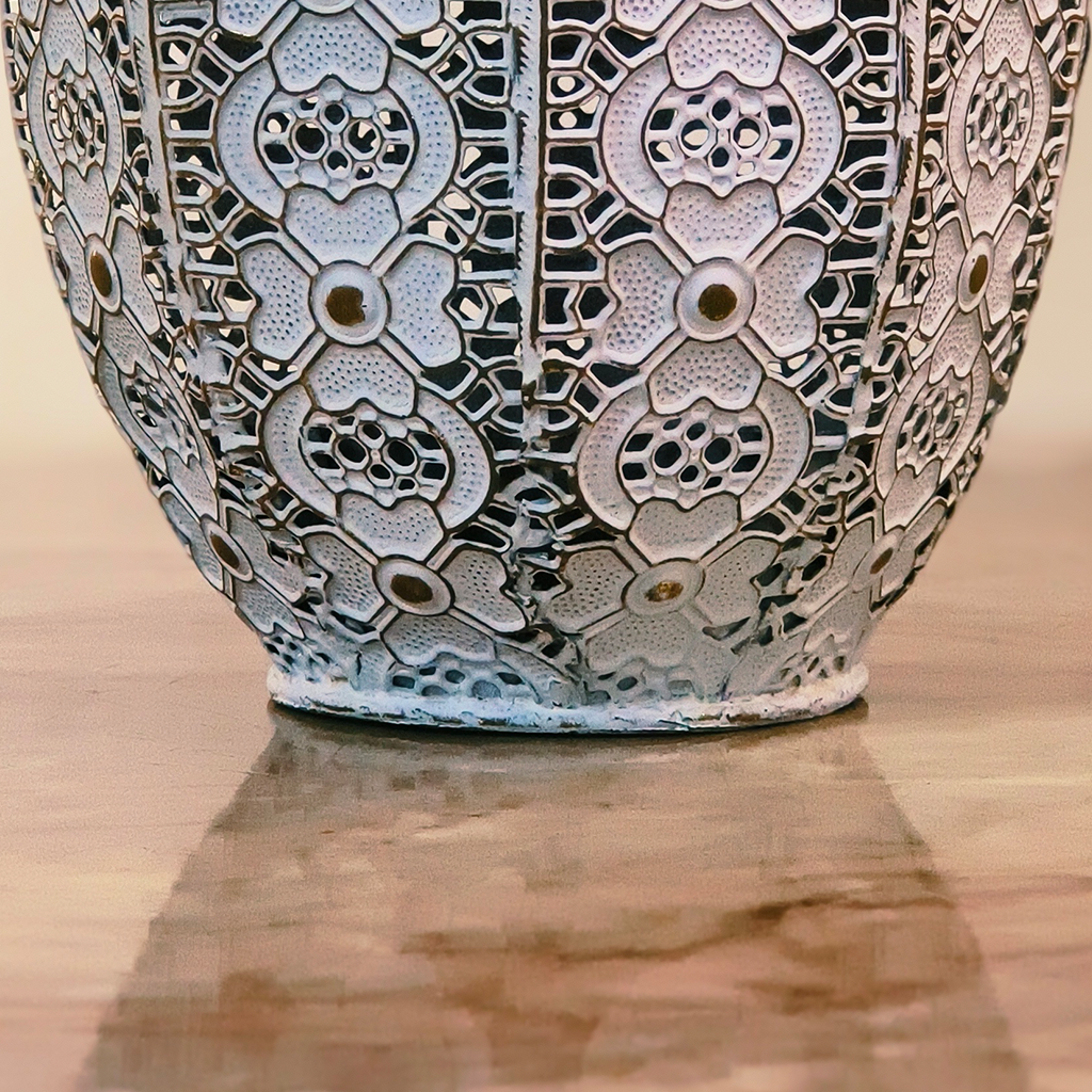 Blossom Lace Tall Metal Floor Vase