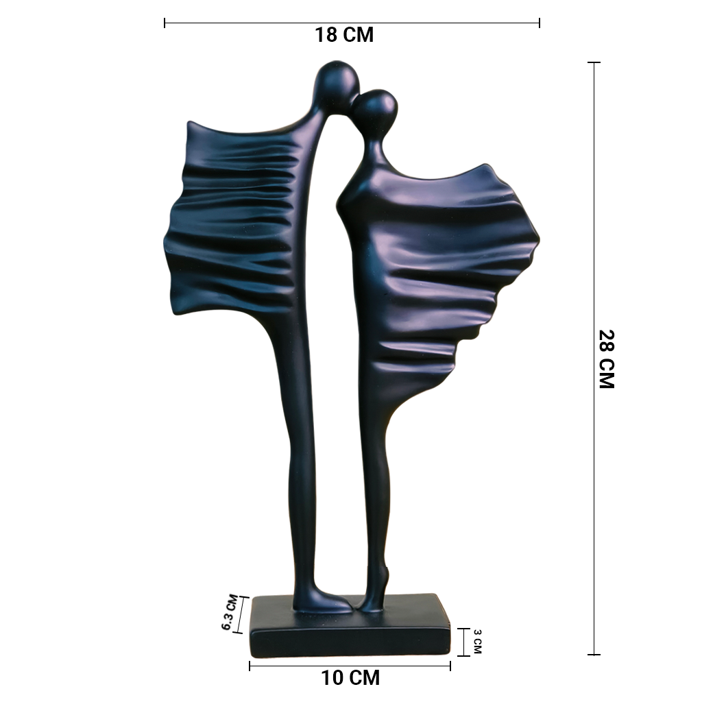 Timeless Bond (Black) Abstract Couple Sculpture