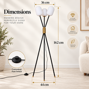 Noir Ember Glass Tripod Floor lamp