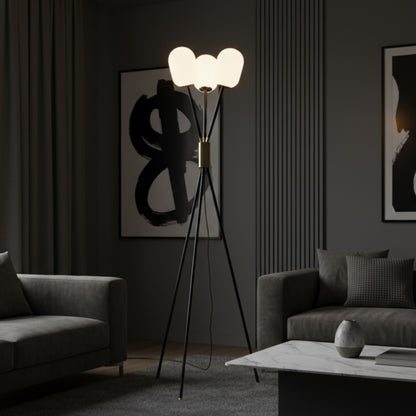 Noir Ember Glass Tripod Floor lamp