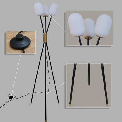 Noir Ember Glass Tripod Floor lamp