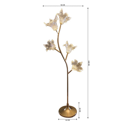 Glass Lume Lily (Gold, Built-In LED) Floor Lamp