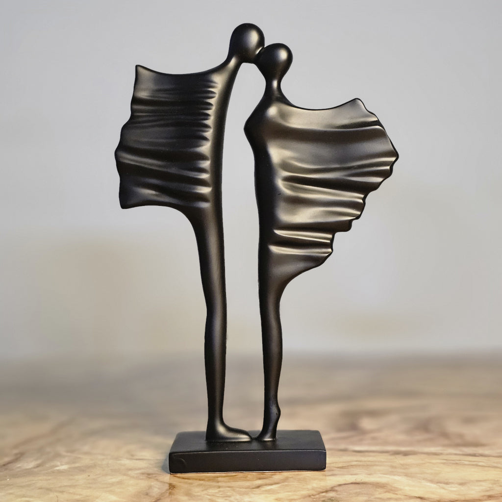 Timeless Bond (Black) Abstract Couple Sculpture