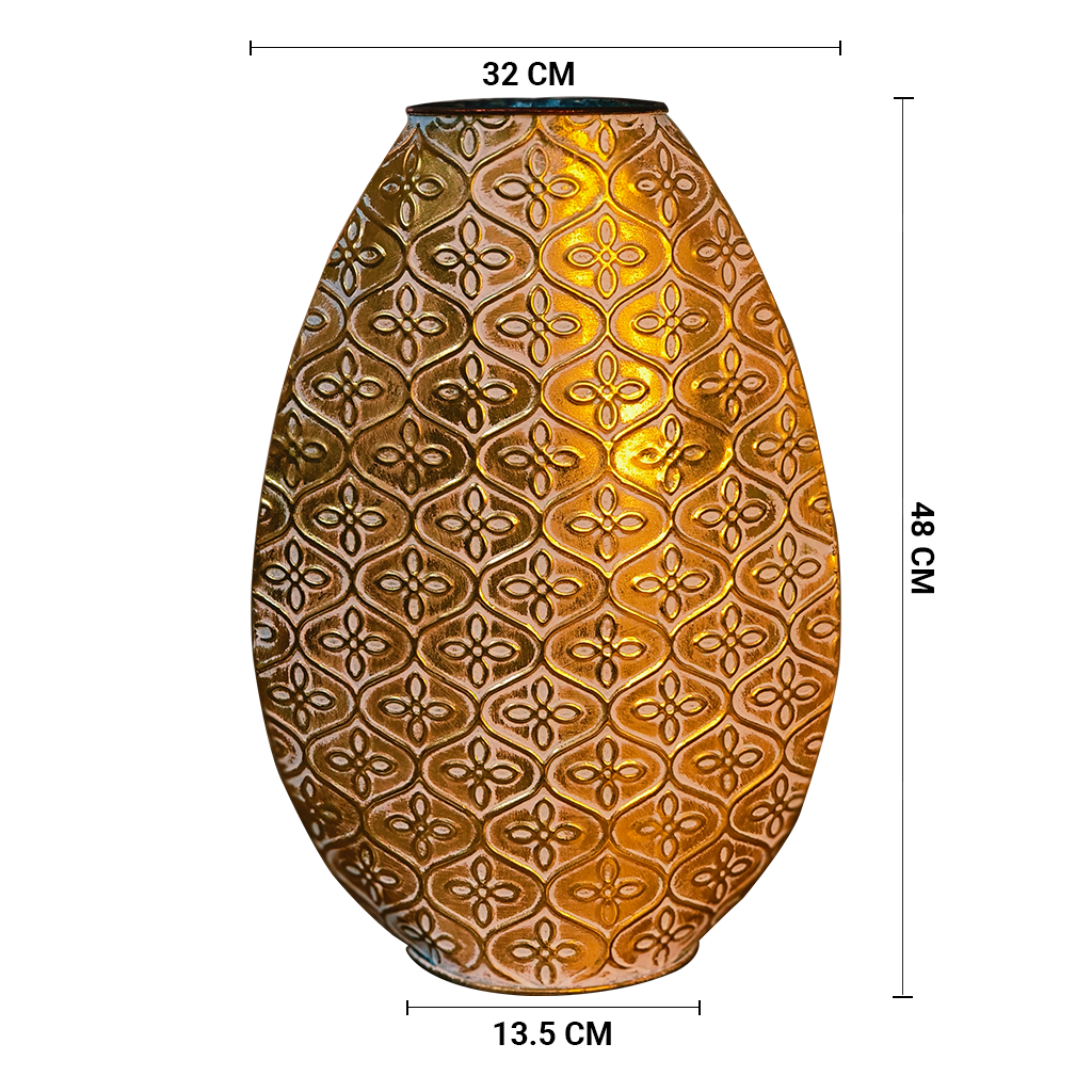 Aurum Bloom – Vintage Gold Embossed Metal Vase