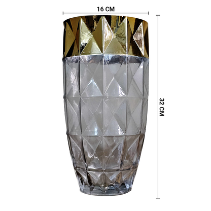 Crystal Crest (Big Size)– Diamond-Cut Glass Vase