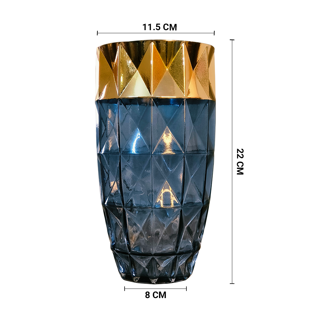 Crystal Crest Black (Small Size)– Diamond-Cut Glass Vase