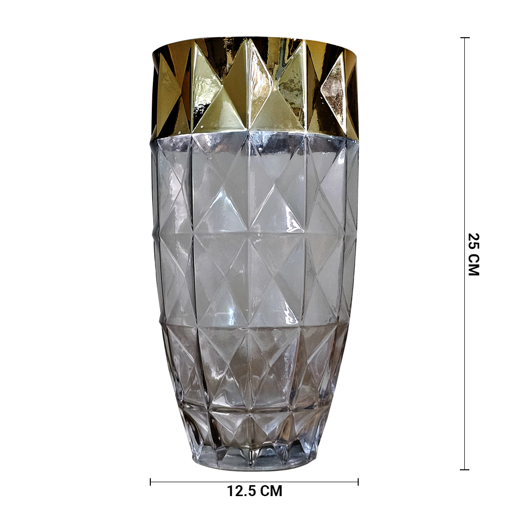 Crystal Crest White (Small Size)– Diamond-Cut Glass Vase